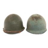 WWII US ARMY M1 COMBAT HELMETS WITH LINERS