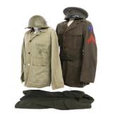 WWII USMC P41 HBT JACKET, UNIFORM ITEMS & HEADGEAR