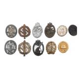 WWII GERMAN SA, HEER COMBAT & GOLD WOUND BADGES
