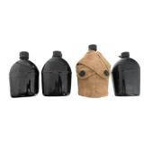 WWII US ARMED FORCES BLACK ENAMEL 1942 CANTEENS