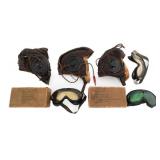 WWII USAAF TYPE A-11 FLIGHT HELMETS & B-8 GOGGLES