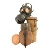 WWII GERMAN AFRIKA KORPS M30 GAS MASK & FIELD GEAR