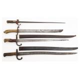 19th C. GERMAN M1845 SHORT SWORD & FRENCH BAYONETS
