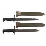 WWII US ARMY M1905E1 BAYONETS & M7 SCABBARDS