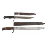 WWI GERMAN BUTCHER & CUT-DOWN M1898/05 BAYONETS