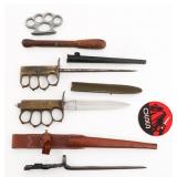 REENACTOR WWI TRENCH KNIVES, BAYONETS & PATCH