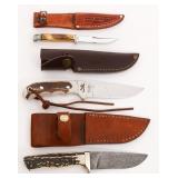 CASE XX MODEL 523-3 1/2, BROWNING & G DAVIE KNIVES