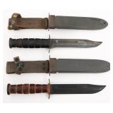 WWII US NAVY MK2 COMBAT KNIVES & SCABBARDS