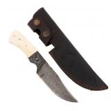 ETCHED DAMASCUS FIXED BLADE HUNTING KNIFE