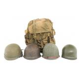 COLD WAR US ARMY HELMETS & RUCKSACK
