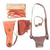 WWII US ARMY HOLSTER, CHEEK REST & WHISTLE LANYARD