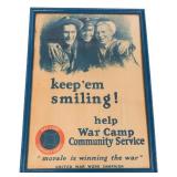WWII US WAR CAMP COMMUNITY SERVICE FRAMED POSTER