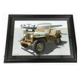 ROBERT W. STEWART "1952 JEEP & B-17G" OIL PAINTING