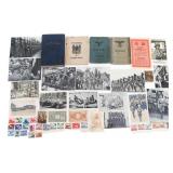 WWII GERMAN SOLDBUCH, WEHRPAS, POSTCARDS & STAMPS