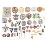 WWII GERMAN ORGANIZATION INSIGNIA, TINNIES & PINS