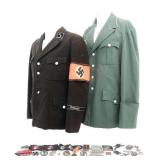 REENACTOR WWII GERMAN TUNICS, INSIGNIA & MEDALS