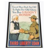 WWI US "GOODBYE DAD" LIBERTY LOAN FRAMED POSTER