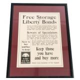 WWI US LIBERTY LOAN COMMITTEE FRAMED POSTER