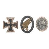 WWII GERMAN SILVER WOUND & FALLSCHIRMJAGER BADGES
