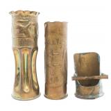 WWI - WWII ARTILLERY SHELL TRENCH ART VASES