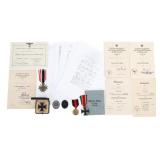 WWII GERMAN OBERFELDWEBEL NAMED MEDAL GROUPING