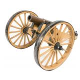 19TH C. BRASS CANNON WITH WOODEN CARRIAGE