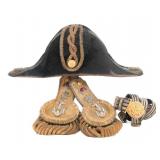 WWI UK OFFICER BICORNE, EPAULETTES & SWORD BELT