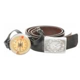 WWII GERMAN LUFTWAFFE COMBAT BELT & WRIST COMPASS