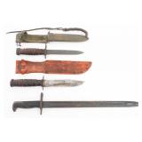 WWII US MkII UTILITY KNIFE, M4 & M1942 BAYONETS