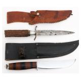 CUSTOM KNIFE & DAGGER WITH LEATHER SHEATHS