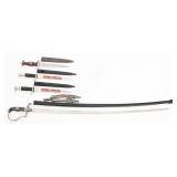 REENACTOR WWII GERMAN SWORD, DAGGER & BAYOENTS
