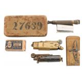 WWI US AIR CORPS BRASS LIGHTERS & SHAVING KIT