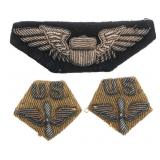 WWI US LTCOL EGLIN BULLION WINGS & COLLAR INSIGNIA
