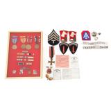 WWII US ARMY MEDALS & INSIGNIA GROUPINGS