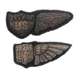WWI US AIR CORPS Jr PILOT BULLION 2' WING BADGES