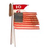 INDIAN WARS US 10th CAVALRY GUIDON & 44 STAR FLAGS