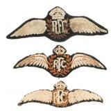 WWI BRITISH RFC EMBROIDERED PILOT WING BADGES