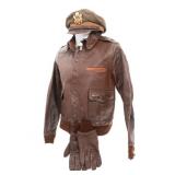 WWII USAAF NAMED A-2 FLIGHT JACKET & CRUSHER CAP