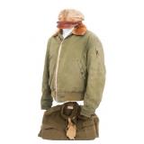 WWII USAAF PILOT B15 FLIGHT JACKET & CRUSHER CAP
