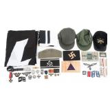 REENACTOR US & WWII GERMAN FLAGS, CAPS, & INSIGNIA