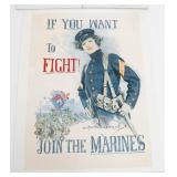 WWI USMC 'IF YOU WANT TO FIGHT' RECRUITING POSTER