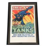 WWI US 'TREAT 'EM ROUGH' TANK RECRUITMENT POSTER