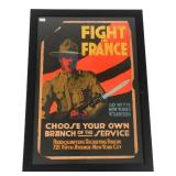 WWI 'FIGHT IN FRANCE' US RECRUITMENT POSTER