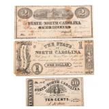 1863 & 1866 NORTH CAROLINA $1 & $2 BANK NOTES