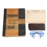 WWII US AAF PILOT BOOK, AVIATORS & NAMED TELEGRAM