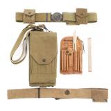 WWI US AEF OFFICER NAMED MAP CASE & BELTS by MILLS