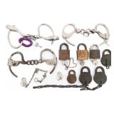 19TH C. - WWII US MILITARY HANDCUFFS & PADLOCKS