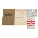 WWII GERMAN HITLER YOUTH KENNKARTE, BOOKS, & PAPER