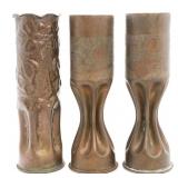 WWI - WWII ITALIAN & US 75MM TRENCH ART SHELLS