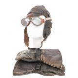 1920s AVIATOR FLIGHT GOGGLES, HELMET & GLOVES